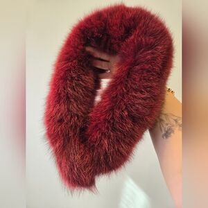 Luxurious Red Fur Collar